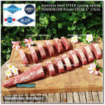 Beef Eye Fillet Mignon Has Dalam Tenderloin AGED BY GOODWINS 3-4 weeks STEER (young cattle) Australia HARVEY frozen 1/3 WELLINGTON cuts (price/pc 1kg)